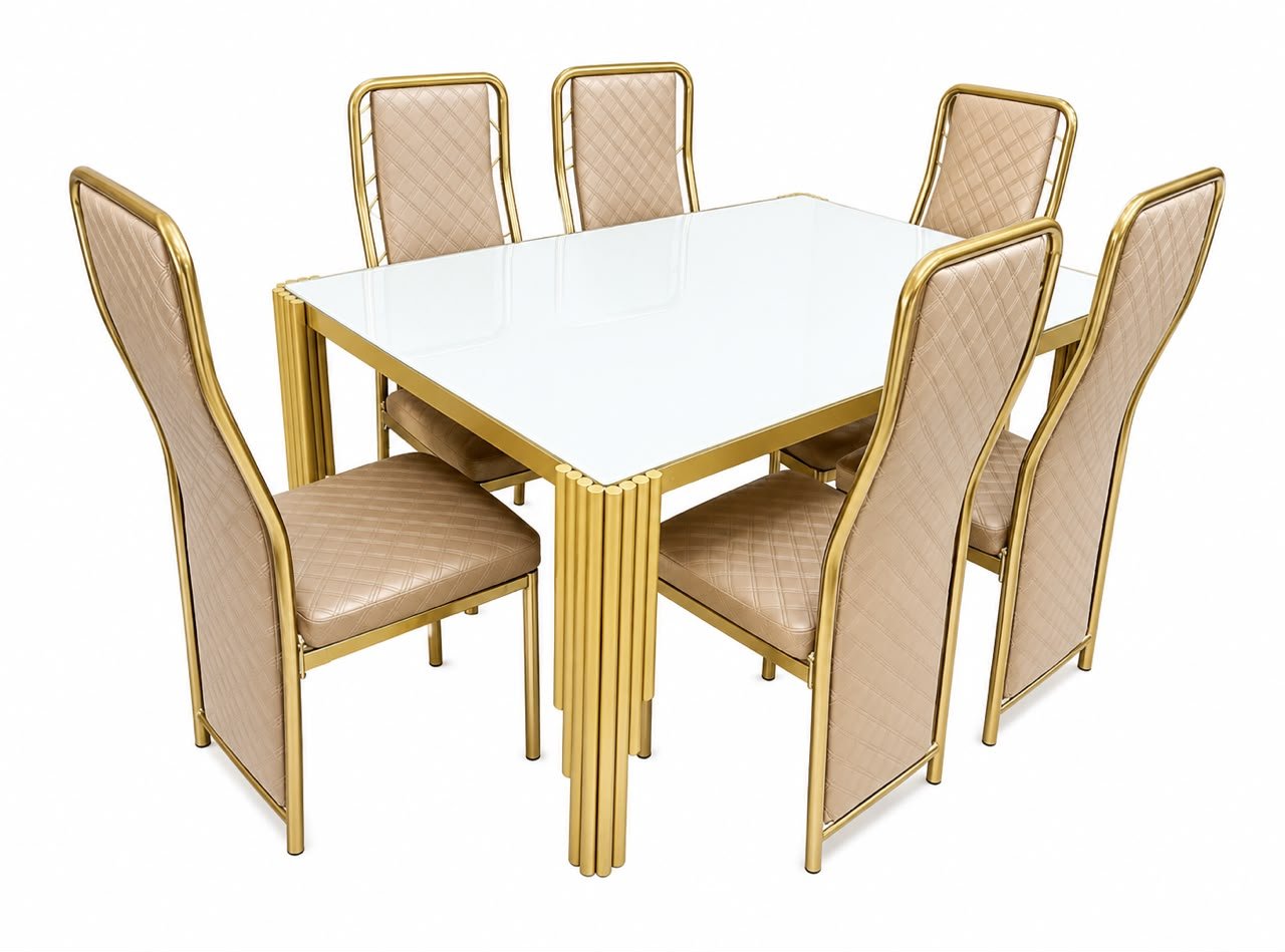 ensemble-table-a-manger-6-chaises-design-luxe-dore-plateau-blanc-et-assises-beige-8287