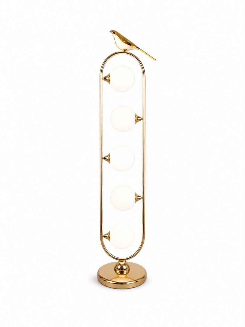 lampadaire-dore-a-globes-et-oiseau-decoratif-piece-statement-8372