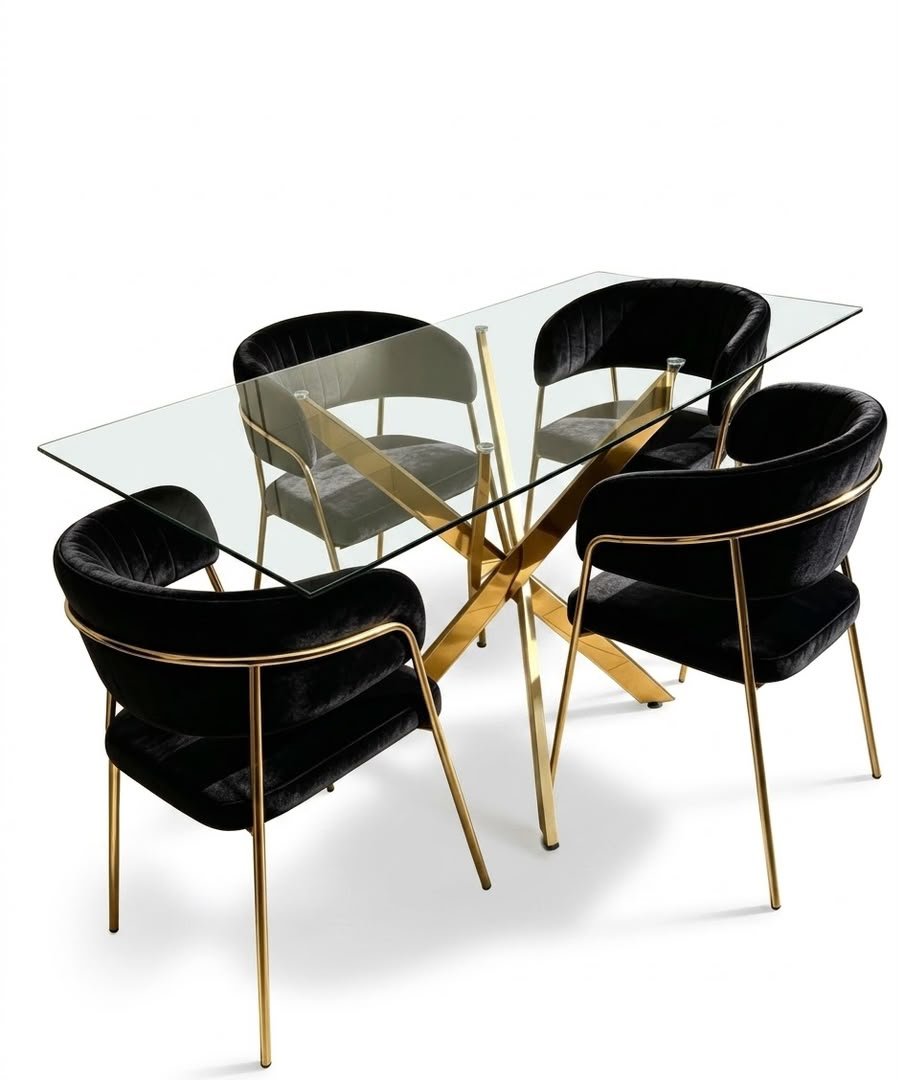 ensemble-table-a-manger-verre-et-4-chaises-velours-noir-style-dore-contemporain-8427