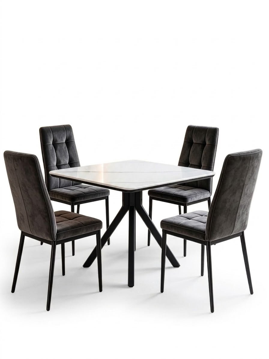 ensemble-table-carree-marbre-blanc-4-chaises-velours-8502