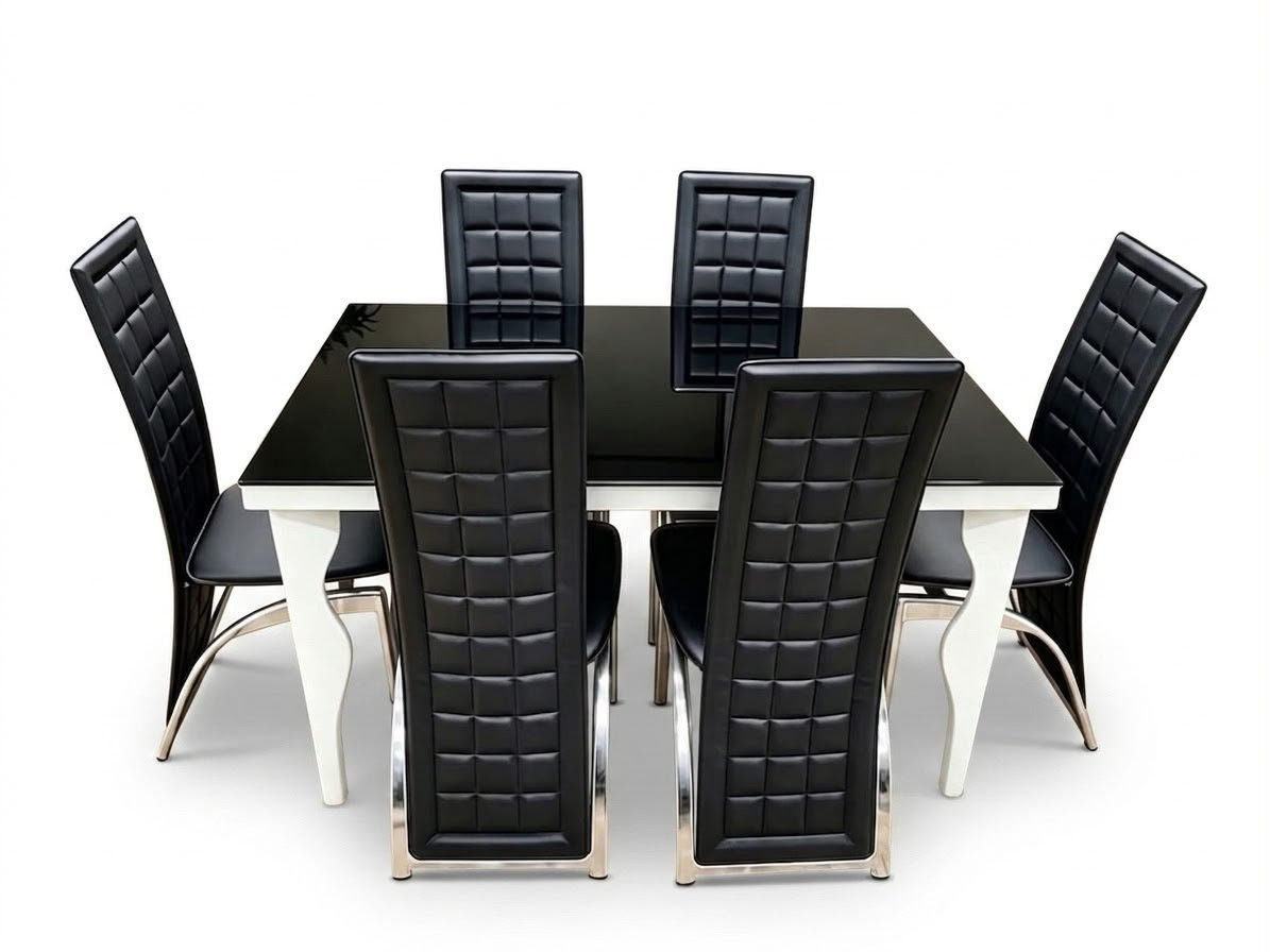 ensemble-table-a-manger-et-6-chaises-plateau-verre-noir-pieds-blancs-optez-pour-un-style-contraste-et-raffine-avec-cet-ensemble-salle-a-manger-compose-dune-table-et-de-6-chaises-assorties-8513
