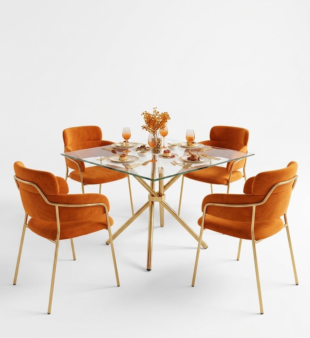 ensemble-table-a-manger-et-4-chaises-plateau-verre-velours-terracotta-8514