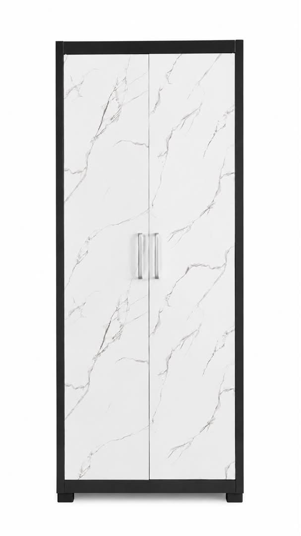 armoire-2-portes-finition-effet-marbre-blanc-structure-noire-8529