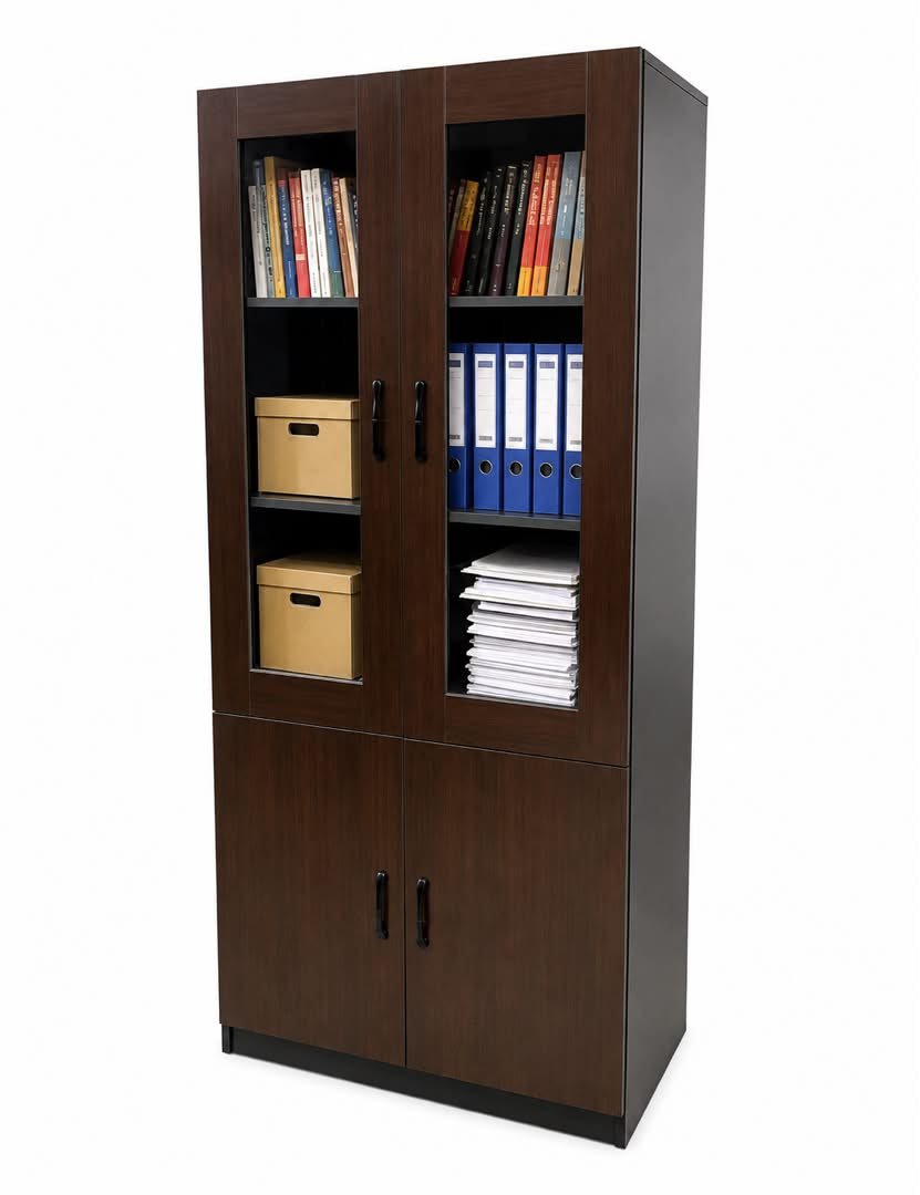 armoire-de-bureau-haute-finition-bois-wenge-portes-vitrees-pleines-8533