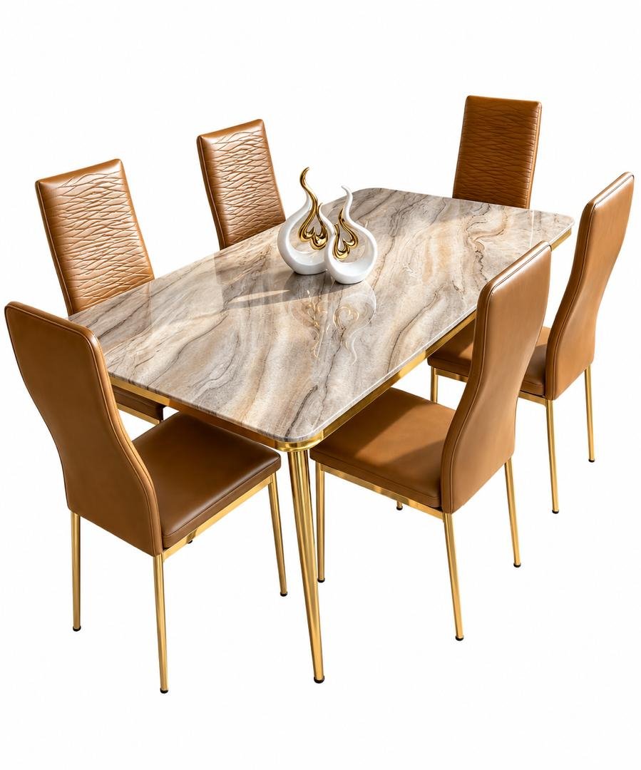 ensemble-table-a-manger-marbre-beige-chaises-caramel-dorees-6-chaises-8695