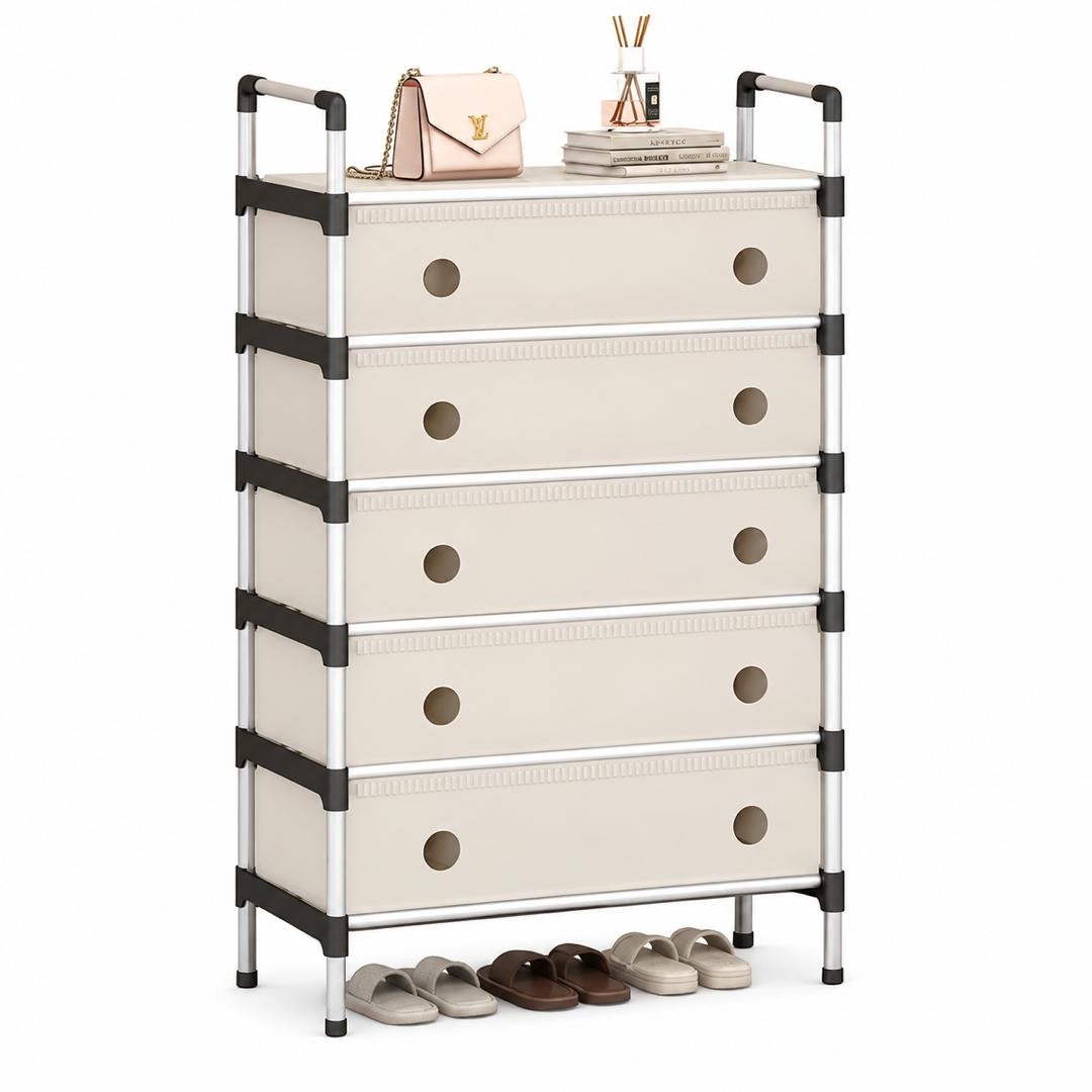 armoire-a-chaussures-modulable-fermee-5-niveaux-beige-8704