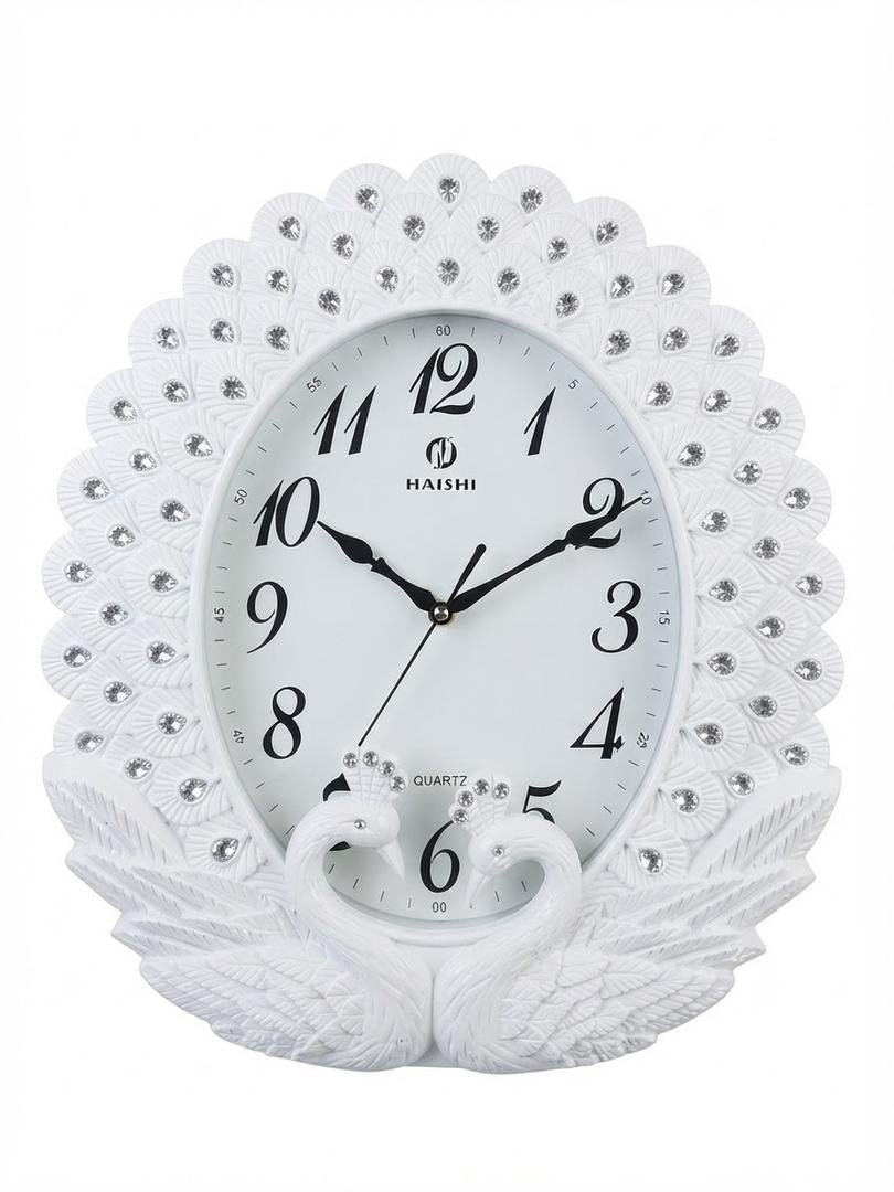 horloge-murale-ovale-blanche-cygnes-strass-8713