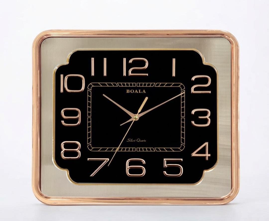 horloge-murale-rectangulaire-noir-or-rose-silencieuse-8714