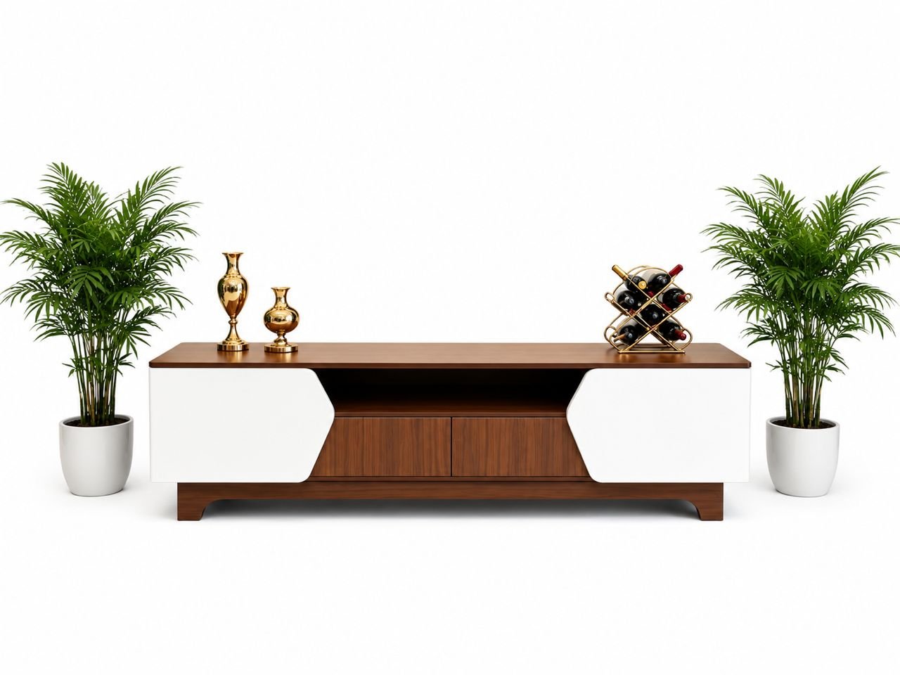 meuble-tv-bois-brun-blanc-portes-hexagonales-8743