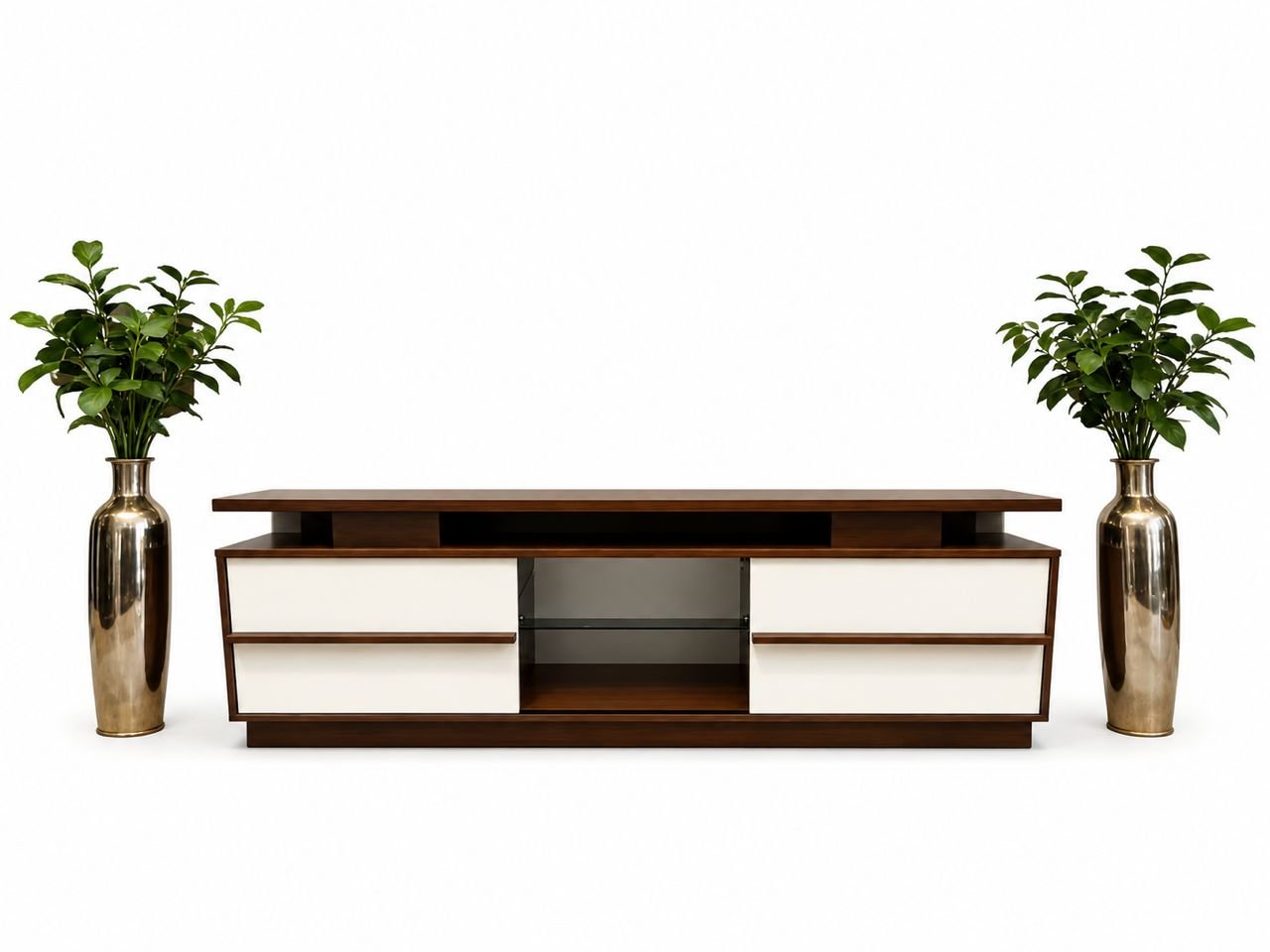 meuble-tv-bois-brun-blanc-avec-niche-vitree-centrale-8745