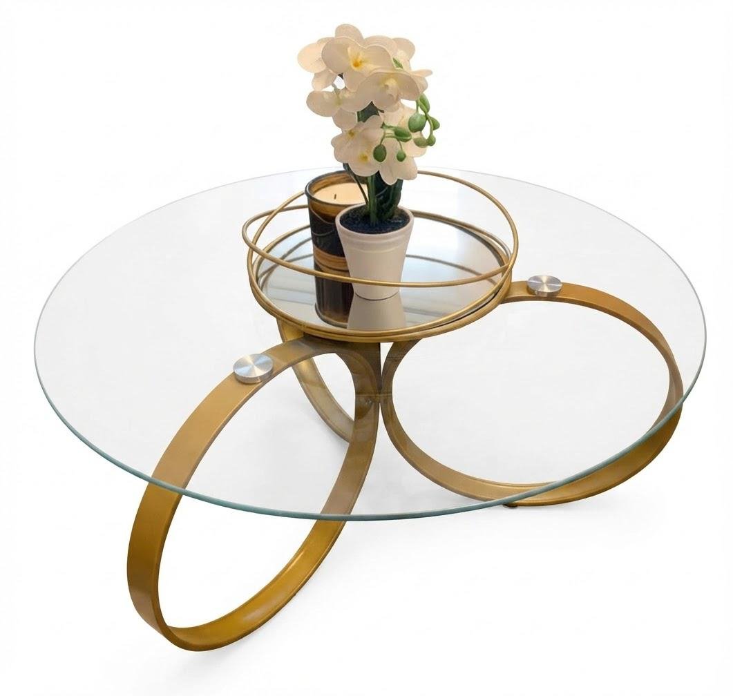 table-basse-ronde-verre-anneaux-dores-sculpturaux-8764