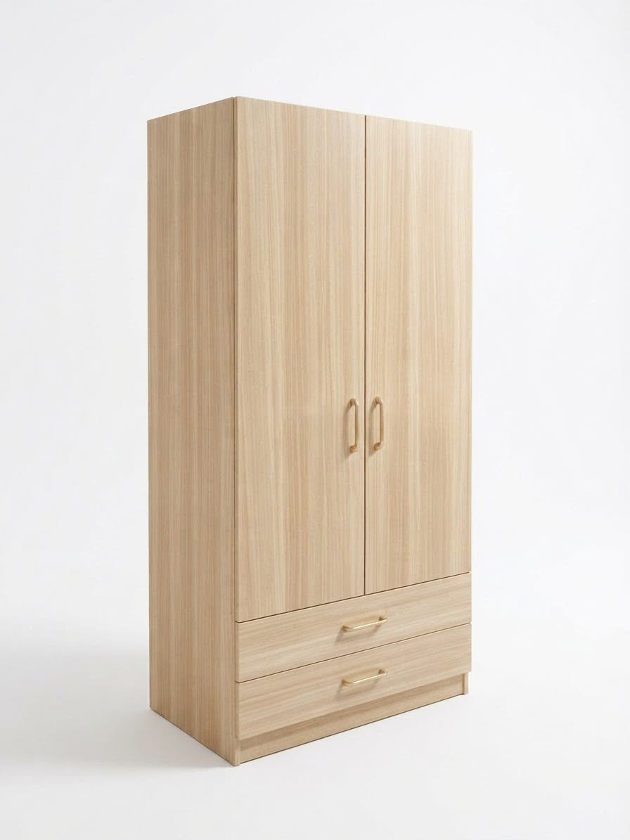 armoire-2-portes-avec-tiroirs-finition-bois-clair-8830