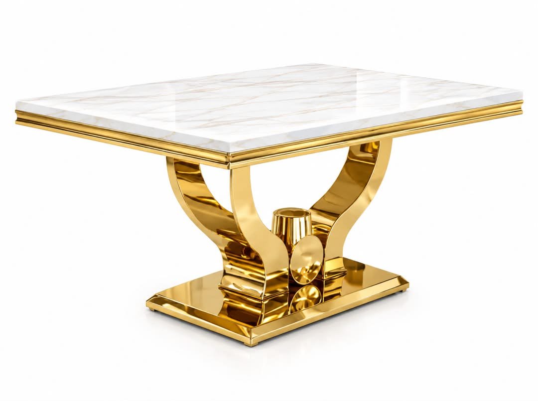 table-a-manger-rectangulaire-plateau-marbre-pied-pedestal-dore-8986