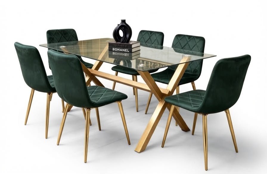 ensemble-table-en-verre-150-x-90-cm-a-pietement-dore-et-6-chaises-en-velours-vert-une-salle-a-manger-raffinee-et-lumineuse-9056