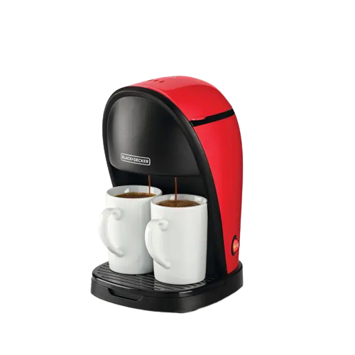 cafetière-espresso--machine-à-café-avec-option-02-tasses-simultanés---black-&-decker---dcm48-b5---450-watts---réservoir-d'eau-250-ml---rouge-noir---3-mois