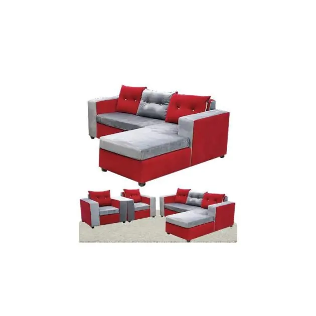 salon-d'angle-moderne-+-2-fauteuils---05-places---velours---rouge-gris