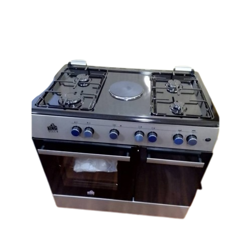 cuisiniere-kingmaker-90x60---4-foyers-a-gaz--1-foyer-electrique-automatique-+-porte-bouteille-garantie-12-mois