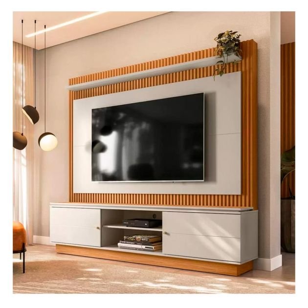 meuble-tv-guararapes---home-theater-avec-kit-bandes-led---jusqu'à-75-pouces---gris/blanc-casse