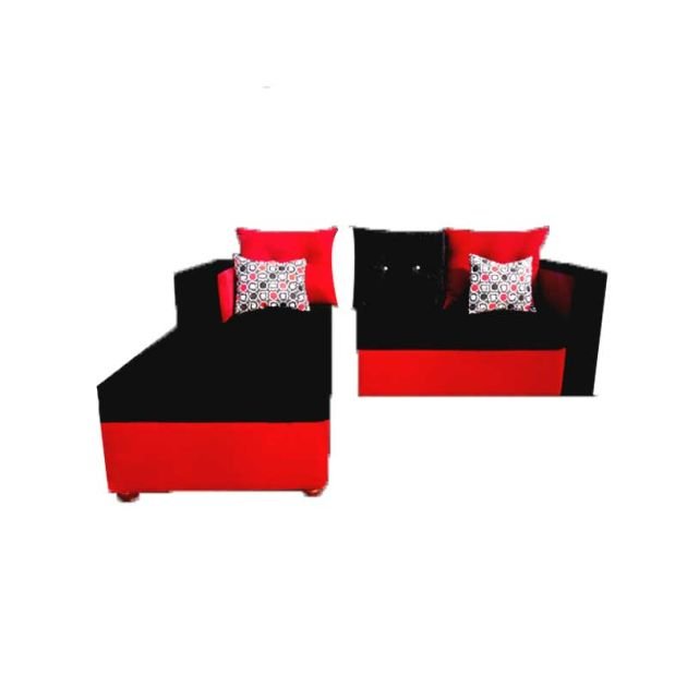 canapé-d'angle-en-velours---3-places-séparables---rouge-et-noir