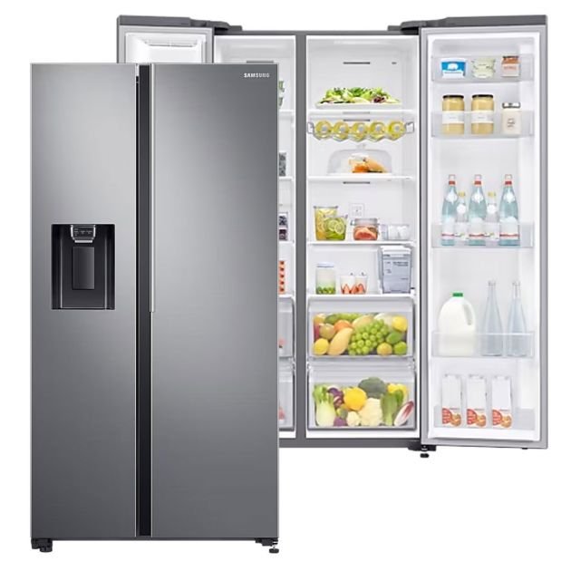 réfrigérateur-américain---samsung---rs64r5111m9---617l---avec-distributeur-d'eau-et-glaçon---noir---6mois