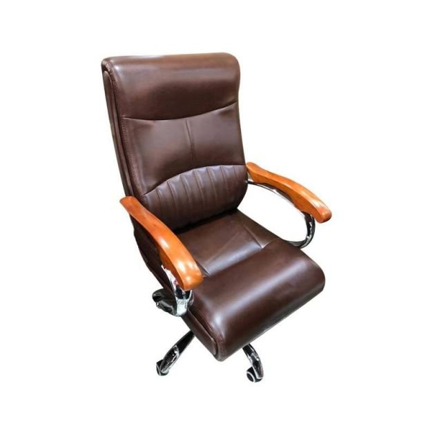 fauteuil-de-bureau---chaise-de-direction-rotatif---cuir---marron