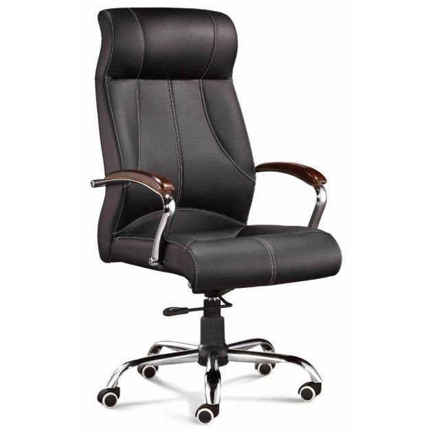 chaise-de-bureau---es19256---en-cuir---base-métallique---noir