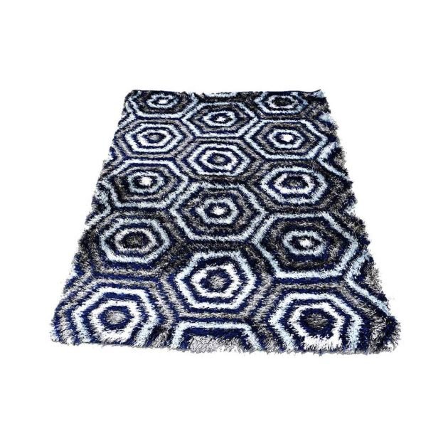 tapis---turkey-shaggy---en-coton---bleu-noir