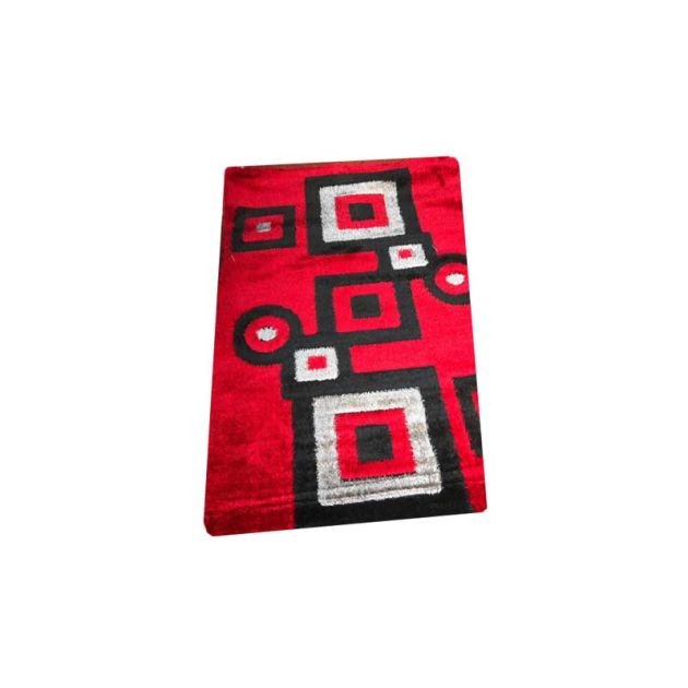 tapis-100%-polypropylène---120cm-x-170cm---poil-doux-et-dense---rouge-noir