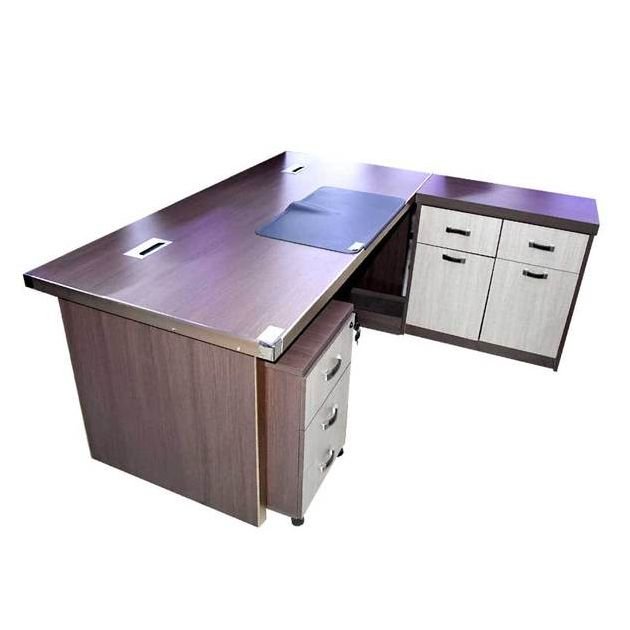 table-de-bureau---melaminé---avec-cadre-en-aluminium---1.8metre---2-tiroirs