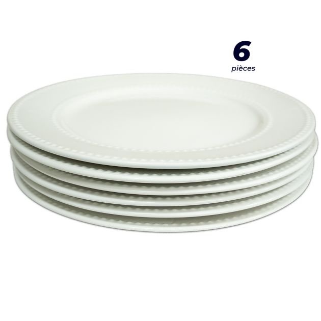 plat/assiettes-à-points-ronds---lot-de-6-pièces---céramique---kr2309016---blanc