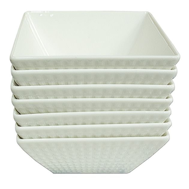 assiettes-en-porcelaine-carré-avec-bordure-a-carreau---lot-de-7-pièces---kr2401043---blanc