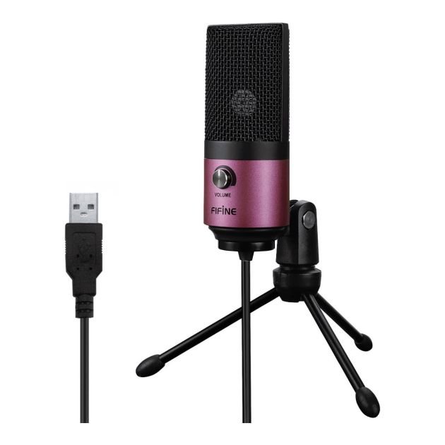 microphone-à-condensateur-en-métal---fifine-usb--k669b-pour-l'enregistrement-des-voix---rose-rouge
