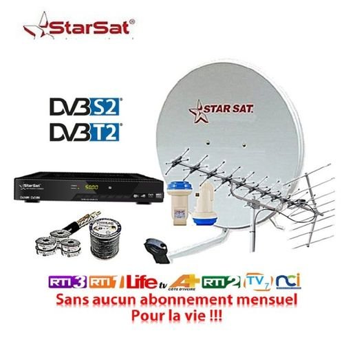 starsat-star-sat-kit-satellite---décodeur-+-parabole-+-antenne-tnt-+-lnb-tête-de-satellite-+-câble-tv
