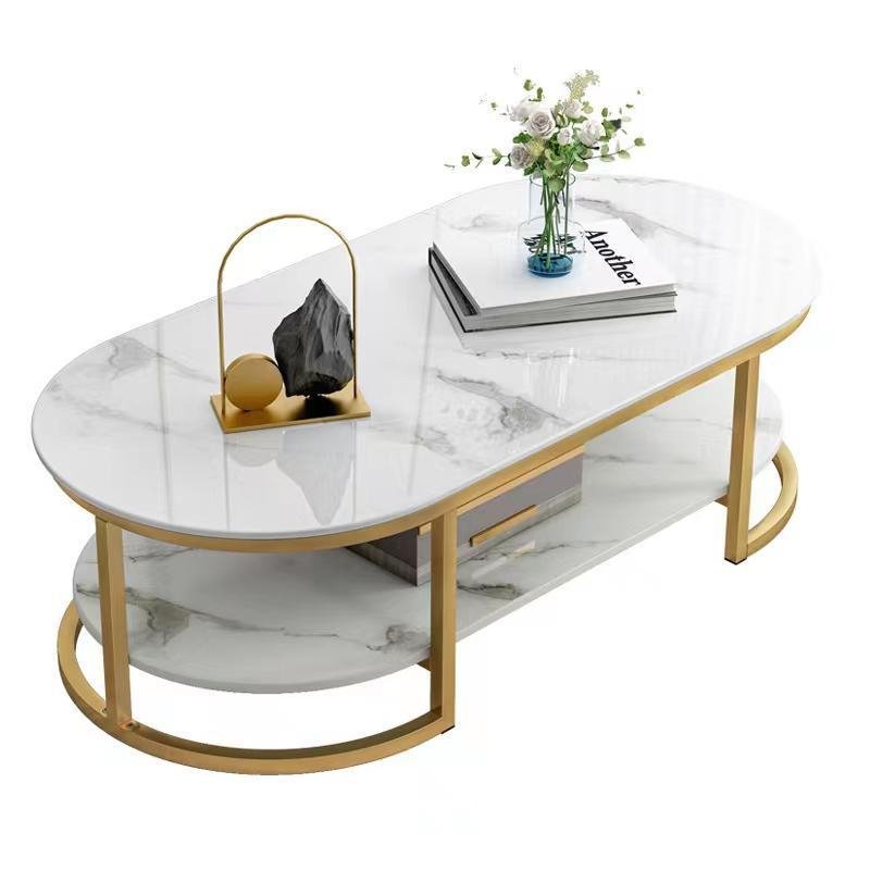 table-basse---table-en-marbre-avec-1-tiroirs---1.3m---gris-blanc