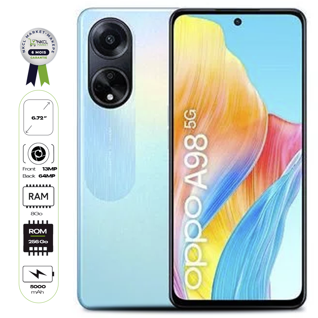 oppo-a98-5g---smartphone-6,72-pouces,-256-go-de-stockage,-8-go-de-ram,-triple-caméra-64mp---bleu