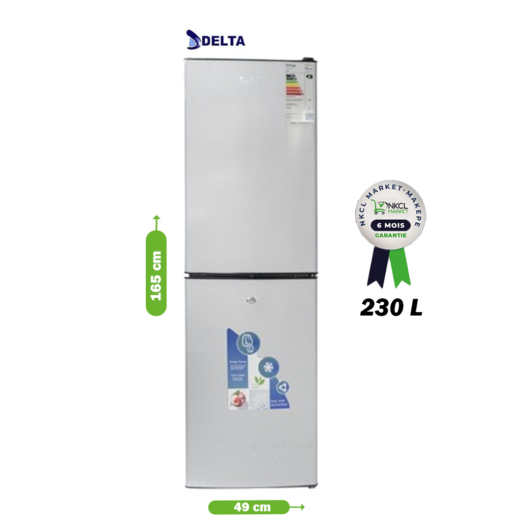 réfrigérateur-combiné---delta---230-litres---drf-275---a++---gris---garantie-6-mois