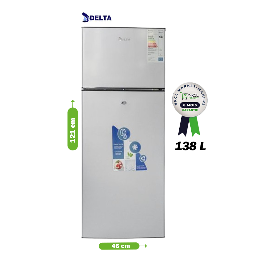 réfrigérateur-double-battant---delta---138-litres---drf-190---a++---gris---garantie-6-mois