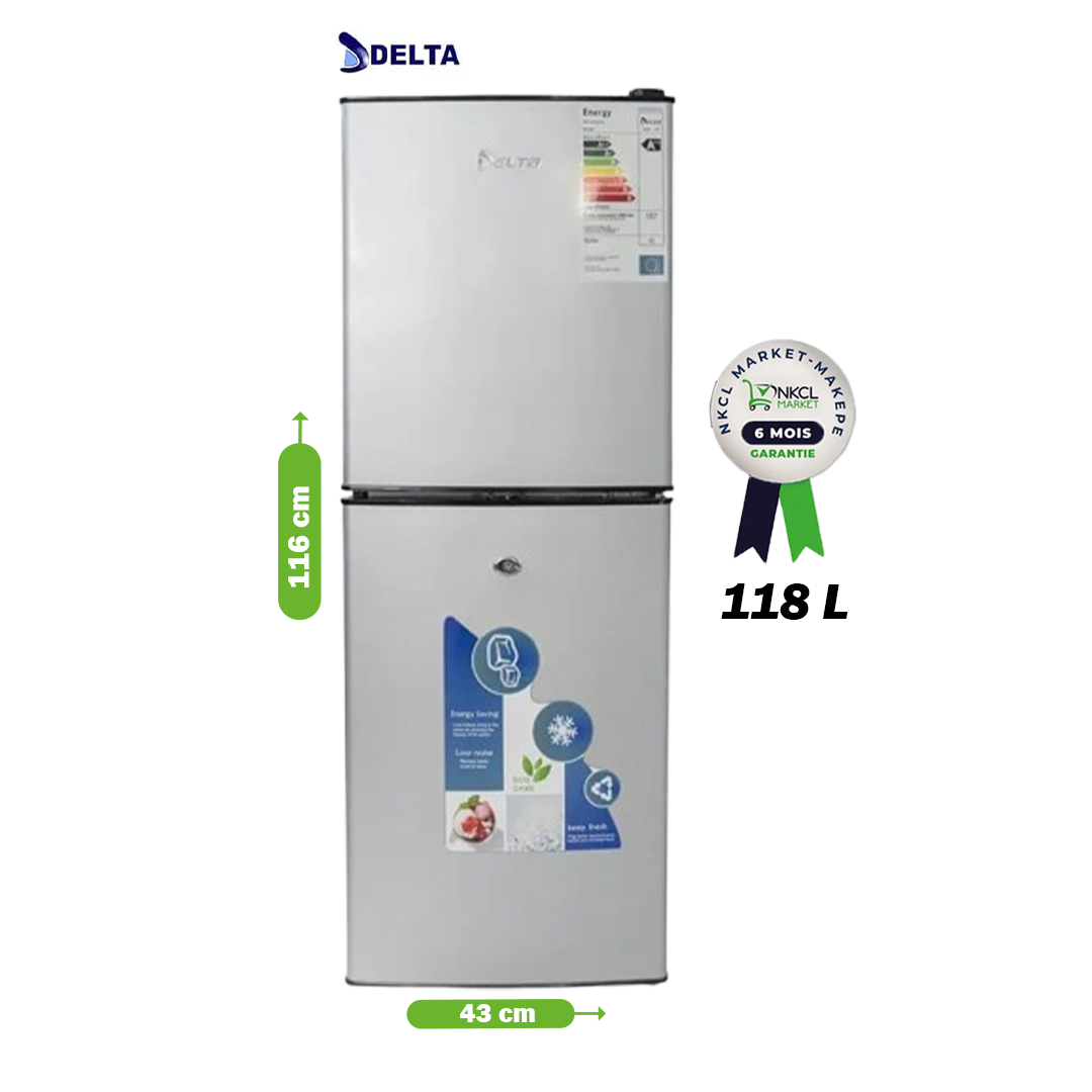 réfrigérateur-combiné---delta---118-litres---drf-175---a+---gris---garantie-6-mois