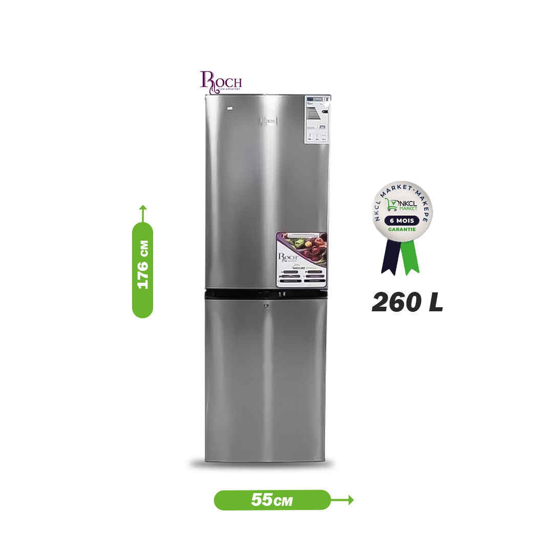 réfrigérateur-combiné---roch---rfr-325dbl---260-litres---gris