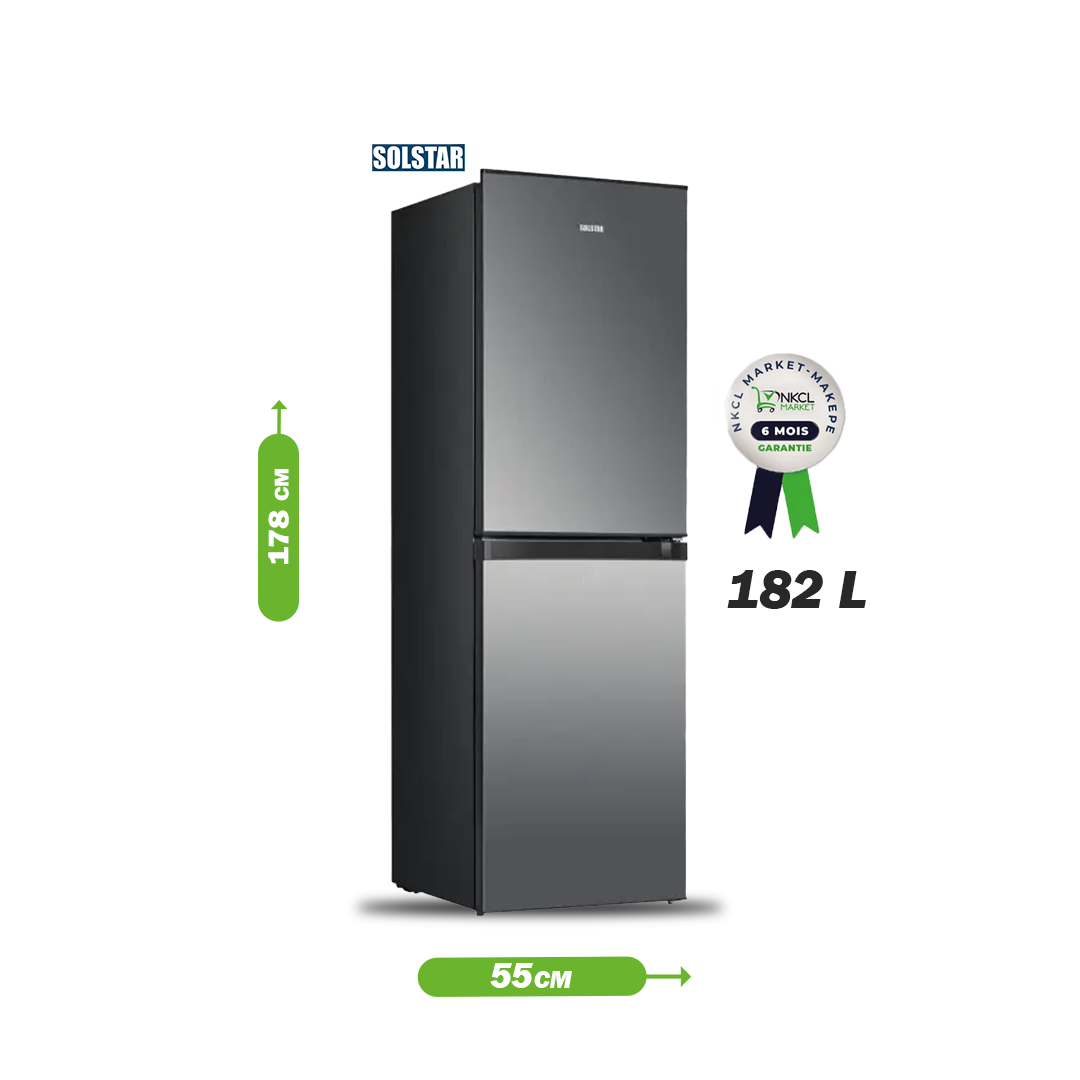 réfrigérateur-combine---solstar---rf367k-bdslv-ss---182l---argent---6-mois-de-garantie