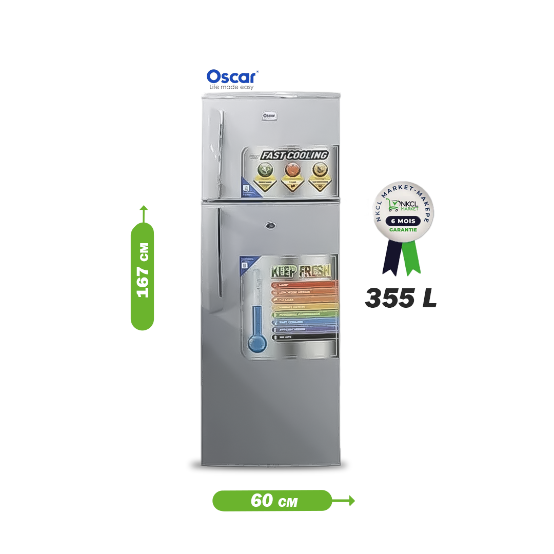 réfrigérateur-double-battant---oscar---osc-r425s---355l---gris---garantie-6-mois