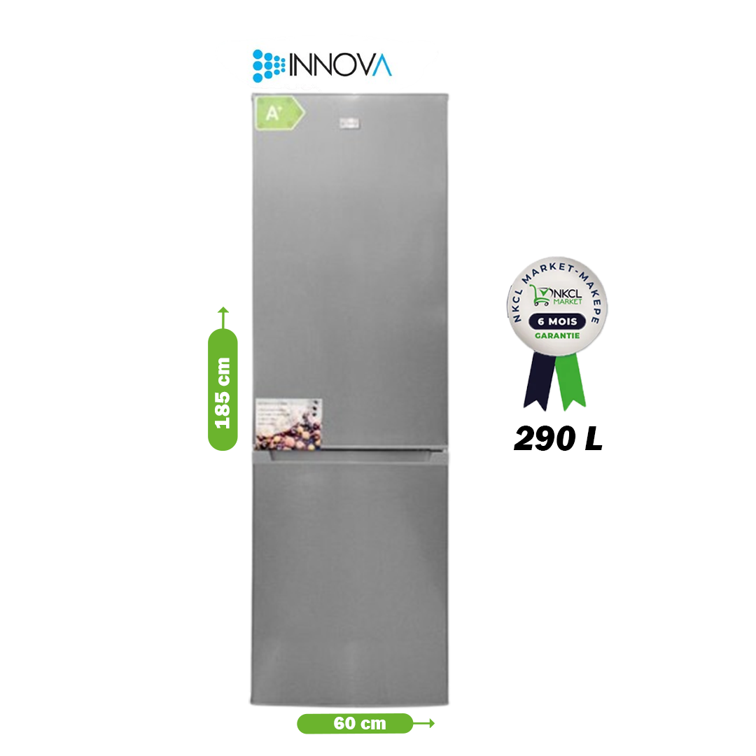 réfrigérateur-combi-innova---in-479---290-l---avec-3-étagères-de-rangement---gris---garantie-6-mois