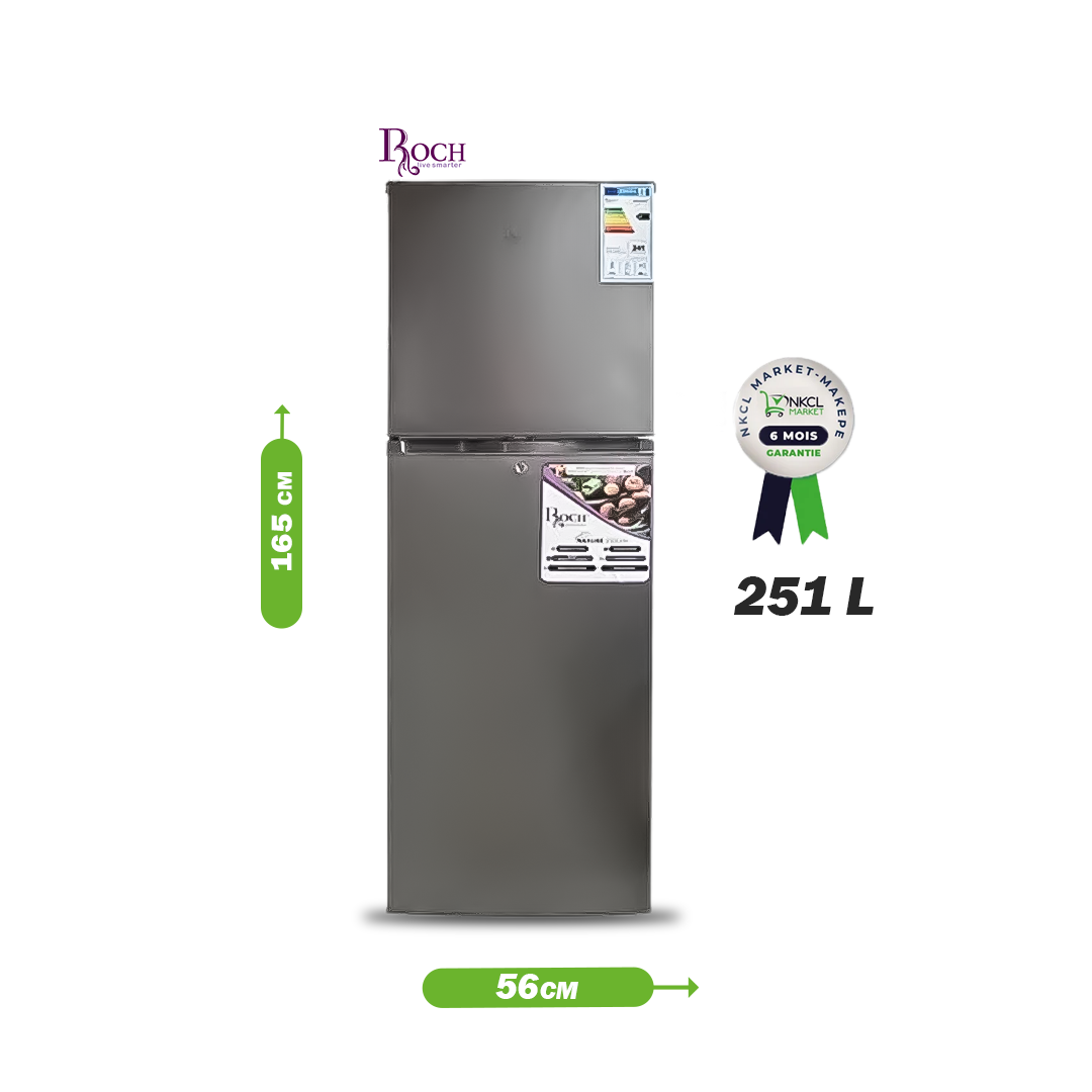 réfrigérateur-double-battant---roch---rfr-315-dt-l---251-litres---gris---garantie-6-mois