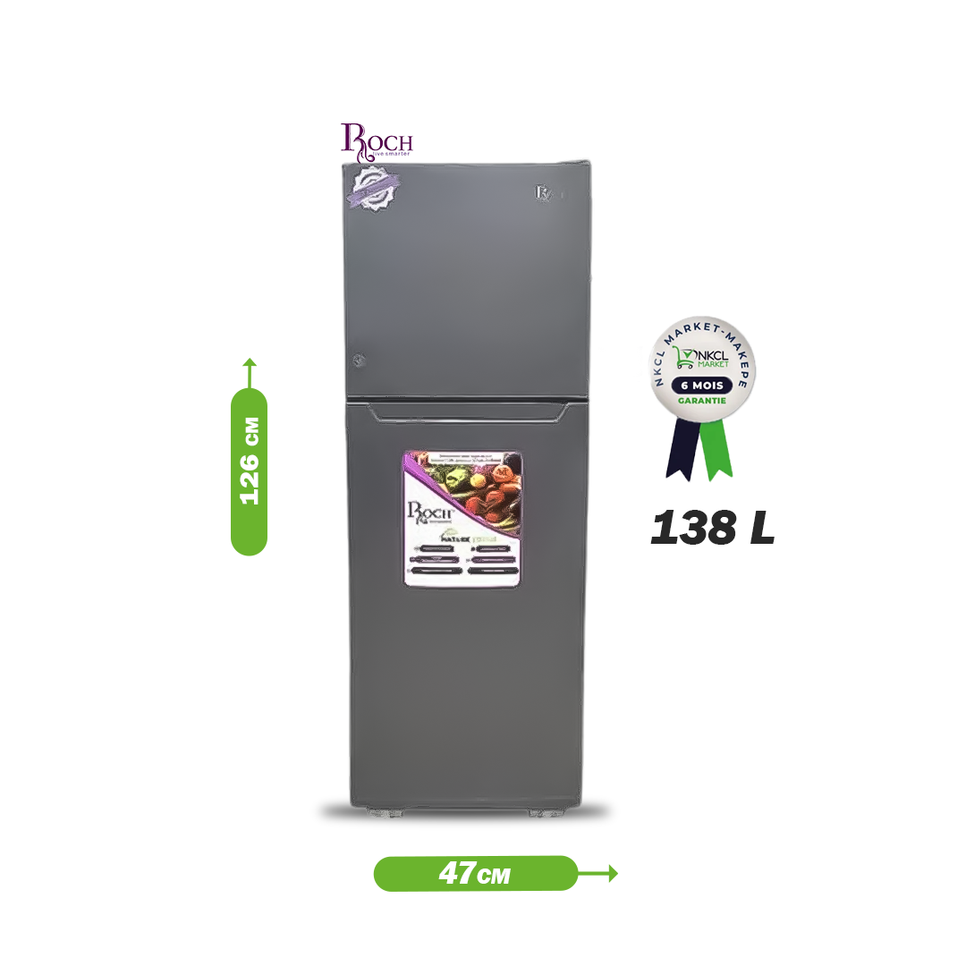 réfrigérateur-double-battant---roch---rfr-175dt-l---138-litres---gris---garantie-6-mois