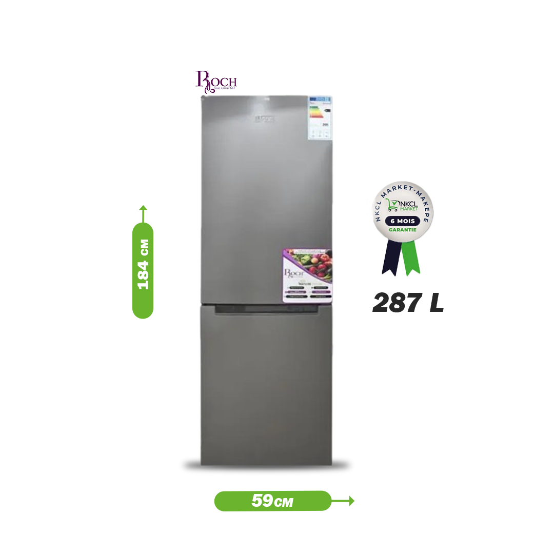 réfrigérateur-combiné---roch---rfr-370-db-l---287-litres---gris---garantie-6-mois