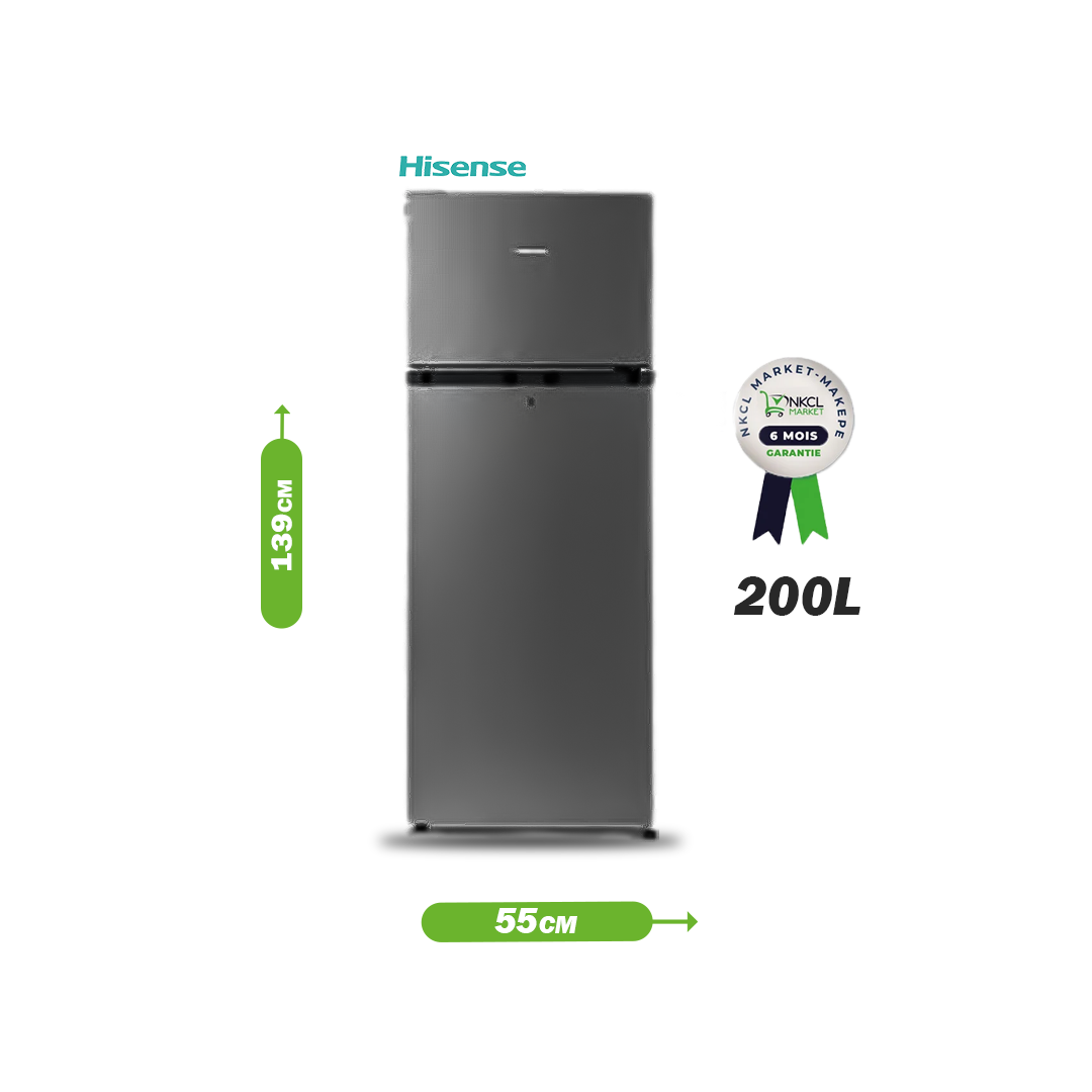 réfrigérateur-combiné---hisense---rd27--200l---gris--Économique-(a)---garantie-6-mois