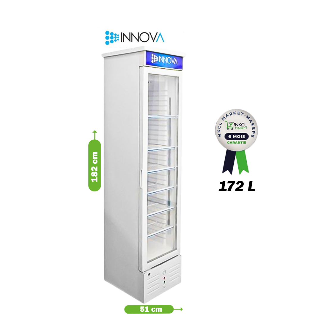 réfrigérateur-vitrée---innova---in-368---172l---avec-6-étagères-de-rangement---blanc---6-mois-de-garantie
