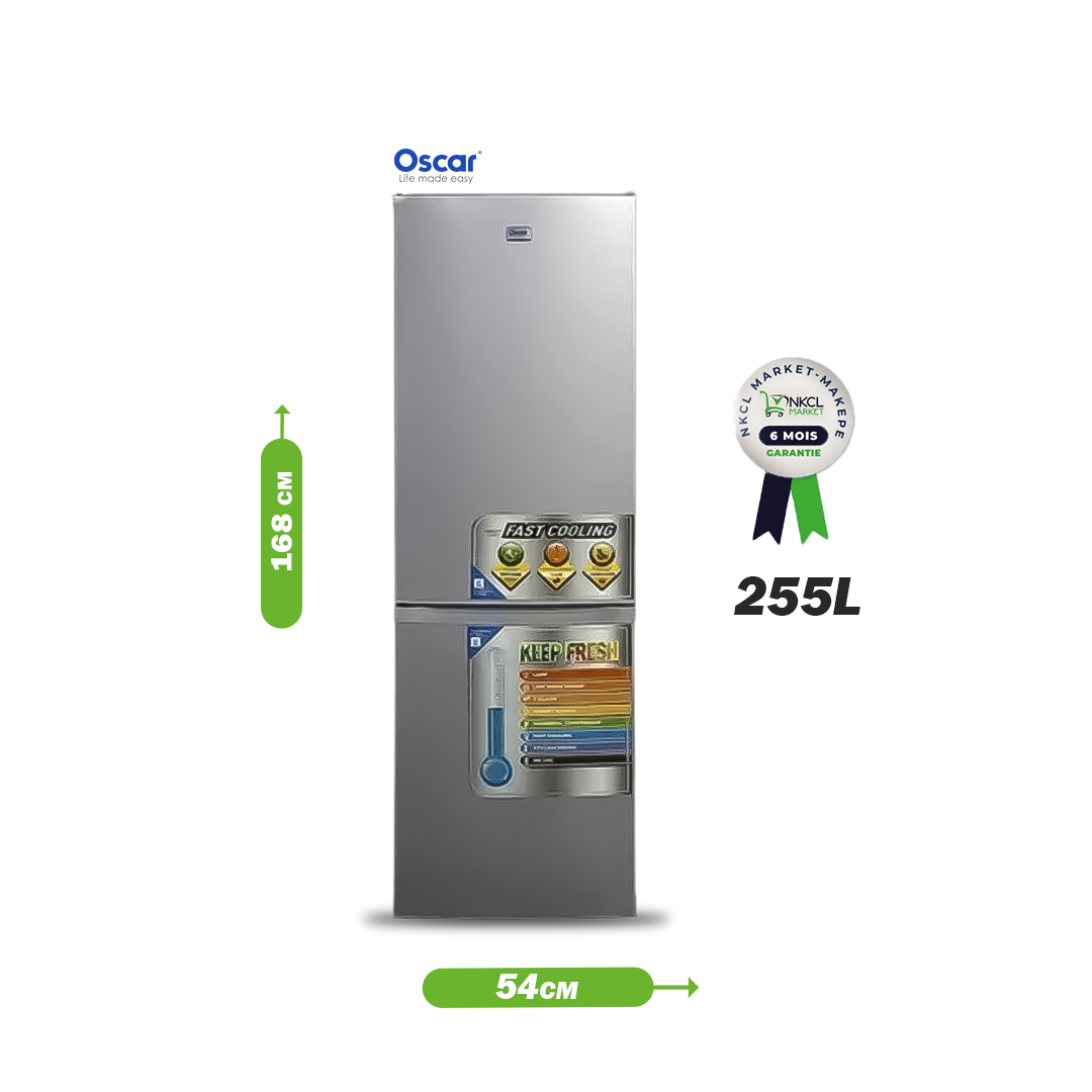 réfrigérateur-combiné-oscar-–-255-litres-–-r355s--gris-–-06-mois
