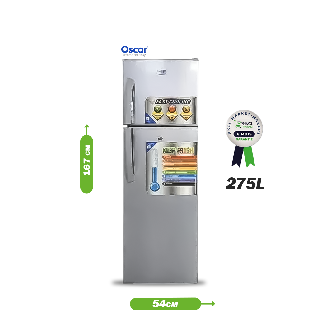 réfrigérateur-2-portes-oscar--osc-r325s---275l---economique-en-énergie-(a)---gris-claire---garantit-06-mois