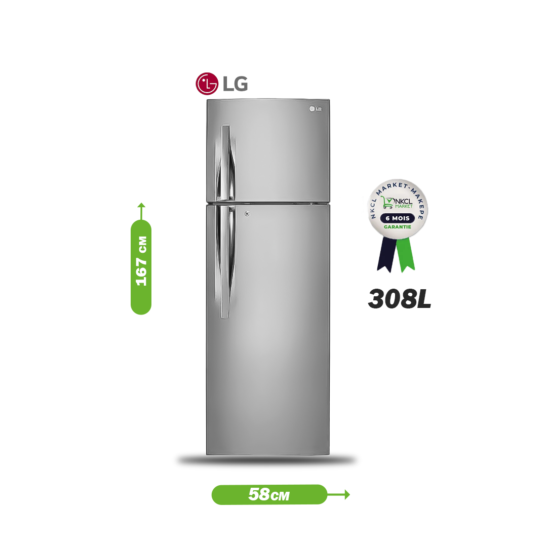 réfrigérateur-à-congélateur-supérieur-gl-g322rlbb-de-308-l-avec-porte-réfrigérée,-linear-cooling™-et-hygienefresh+™---gris---12-mois